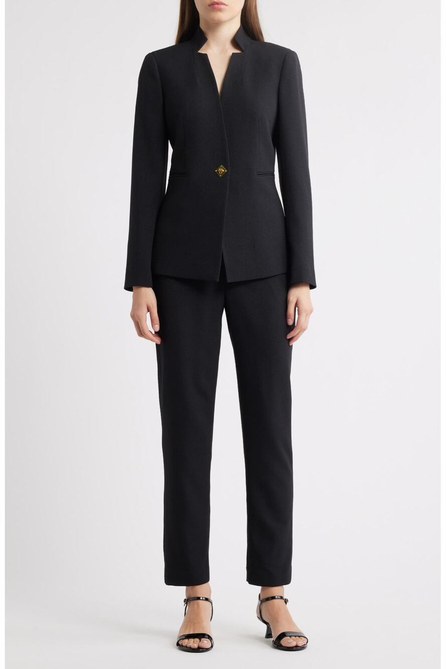 Tahari ASL Black Notch Neck Long Sleeve Jumpsuit NWT size 12